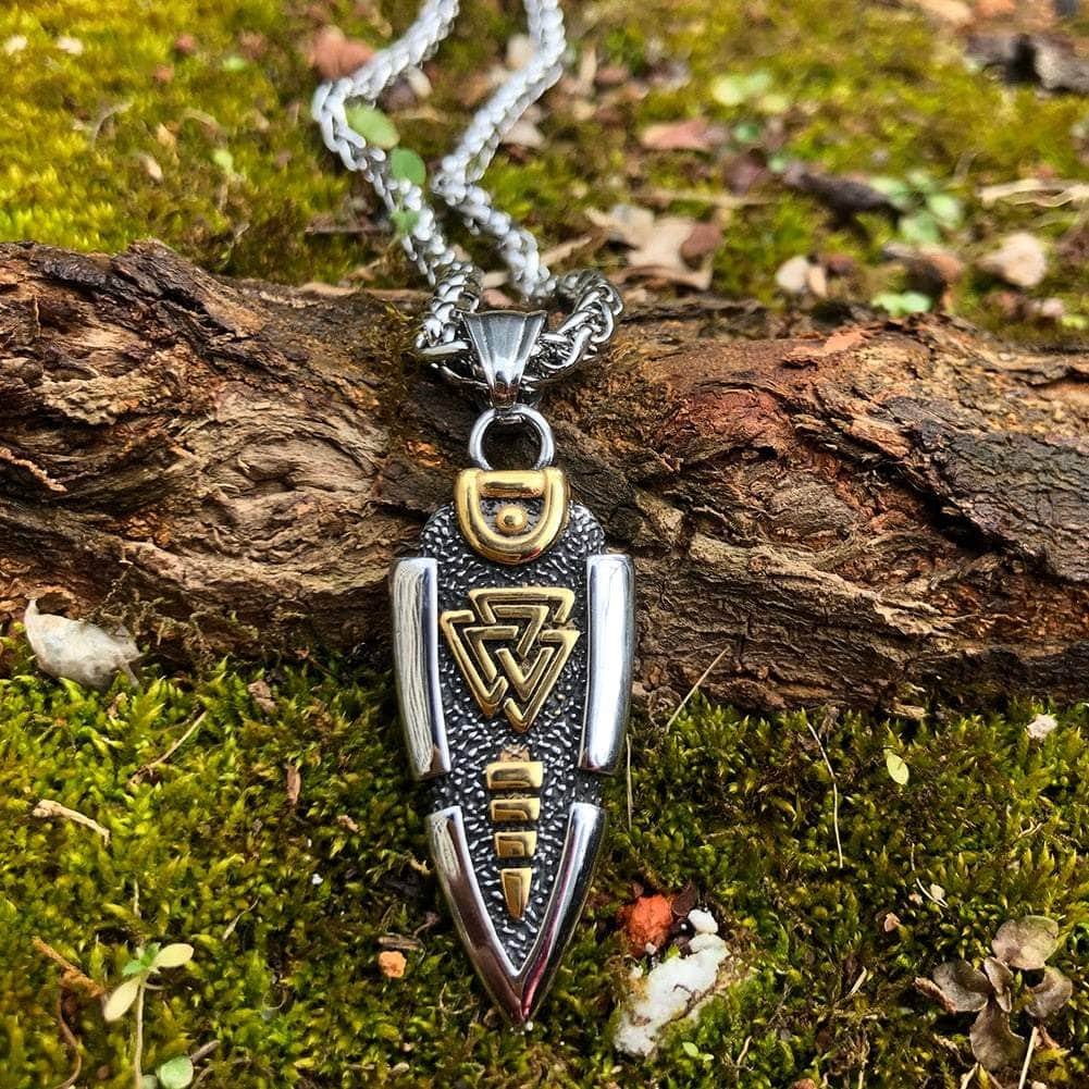 Image of Vikings Odin's Gungir Valknut Stainless Steel Necklace