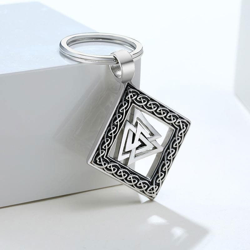 Image of Viking Valknut & Knotwork Stainless Steel Keychain