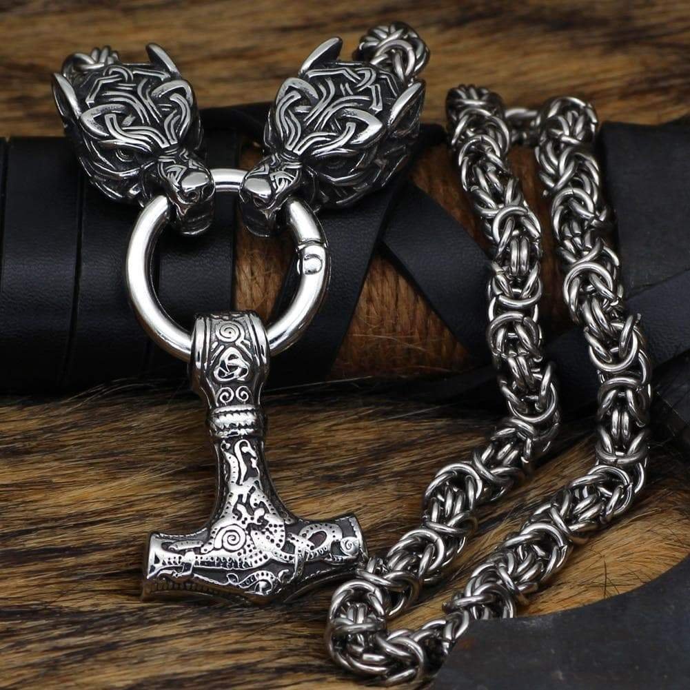 Image of Vikings Wolf Hammer Massive Stainless Steel Chain