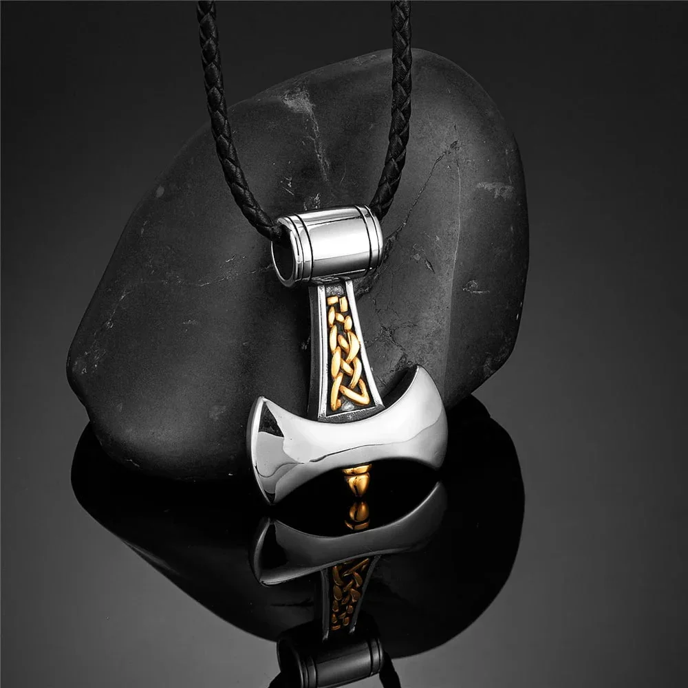 Image of viking axe pendant stainless steel necklace