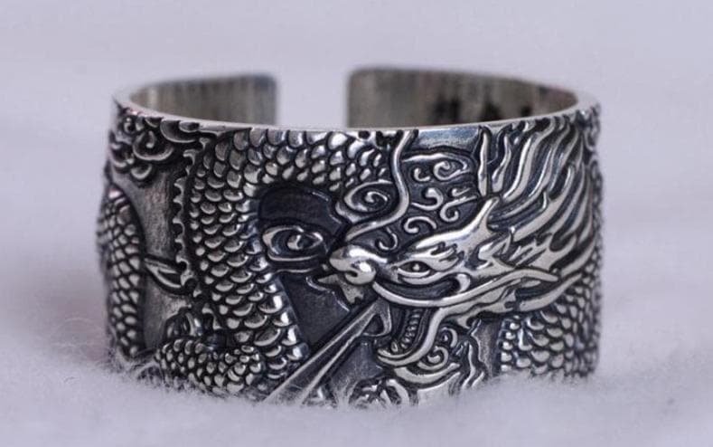 Image of Feudal Japan Dragon Sterling Silver Adjustable Ring