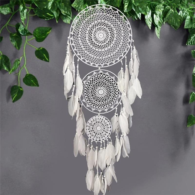 Image of Native American Three Ring Feather Dreamcatcher