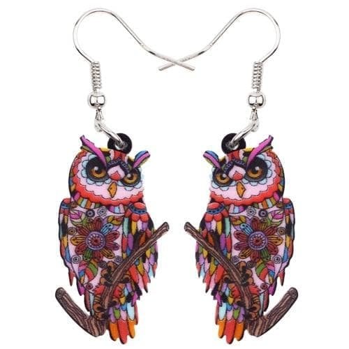 Image of Native American Nocturnal Owl Bird Drop Earring