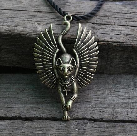 Image of Ancient Egypt Bastet Goddess of Cats Stainless Steel Necklace