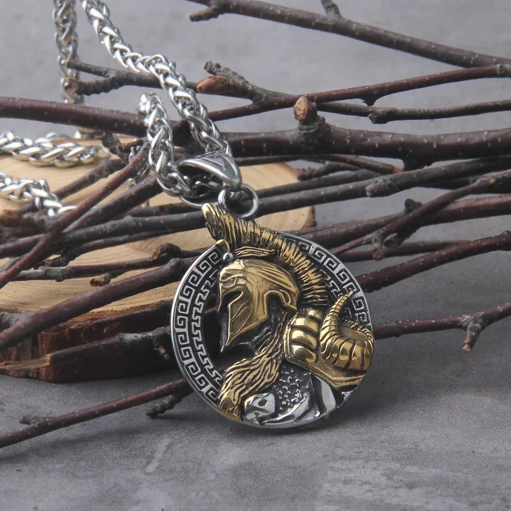 Image of Never Fade Sparta Helmet Pendant Necklace