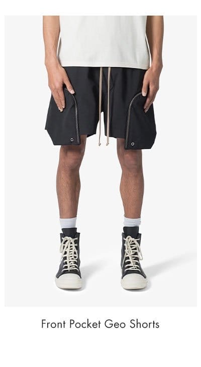 FRONT POCKET GEO SHORTS BLACK \\$64