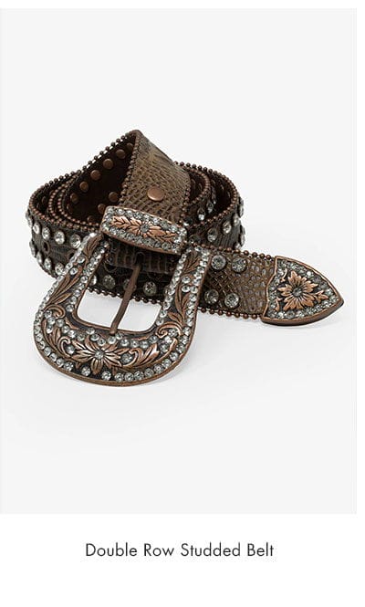 Double Row Studded Belt Brown