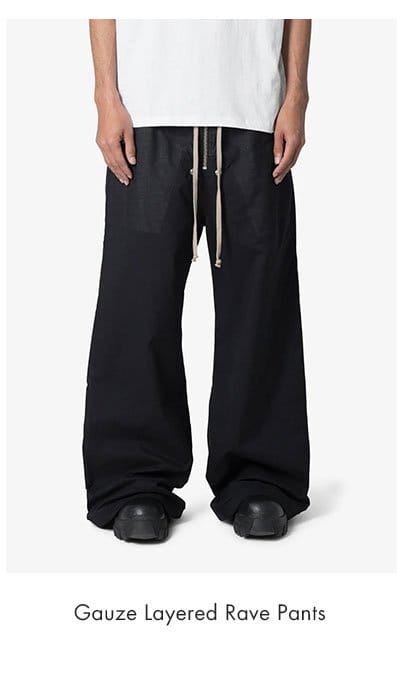 GAUZE LAYERED RAVE PANTS BLACK