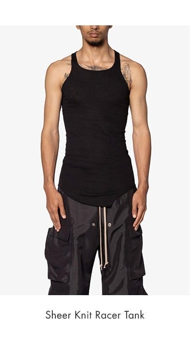 SHEER KNIT RACER TANK BLACK