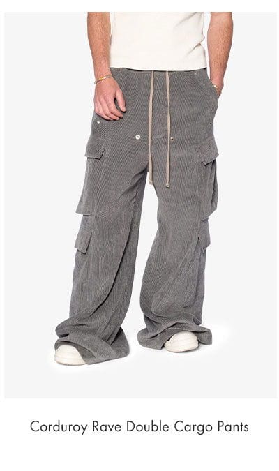 Corduroy Rave Double Cargo Pants Grey