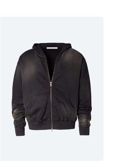 FADED BASIC ZIP UP HOODIE WASHED BLACK