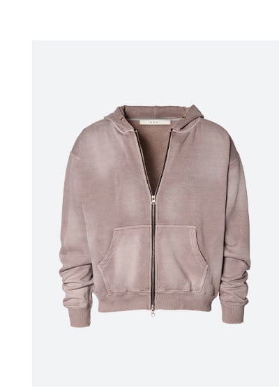 FADED BASIC ZIP UP HOODIE WASHED MAUVE