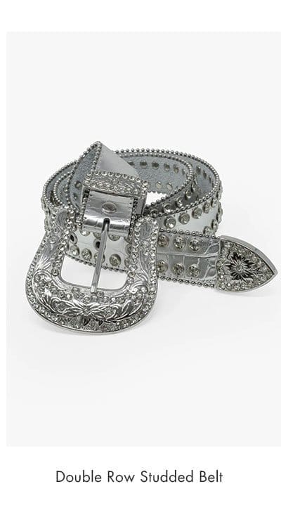 DOUBLE ROW STUDDED BELT SILVER