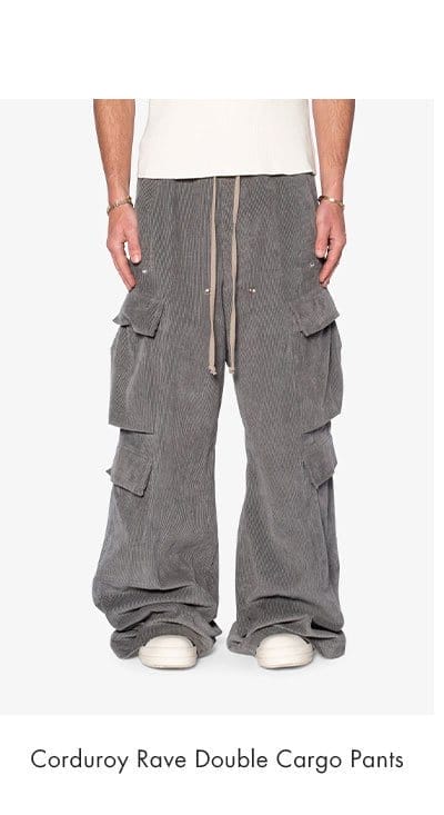 CORDUROY RAVE DOUBLE CARGO PANTS GREY