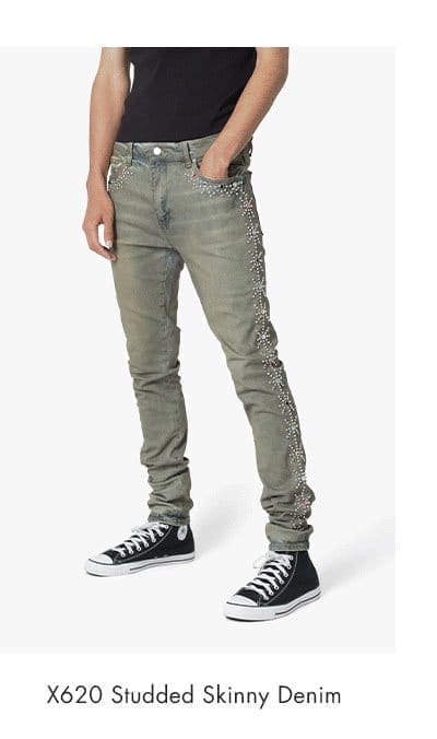 X620 STUDDED SKINNY DENIM BLUE