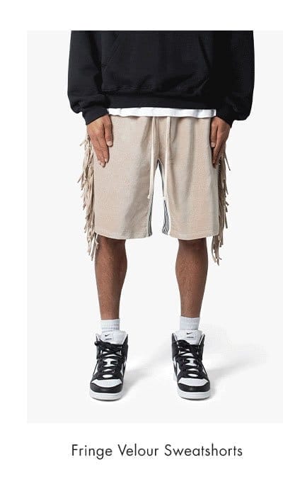 FRINGE VELOUR SWEATSHORTS DUST