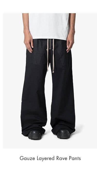 GAUZE LAYERED RAVE PANTS BLACK