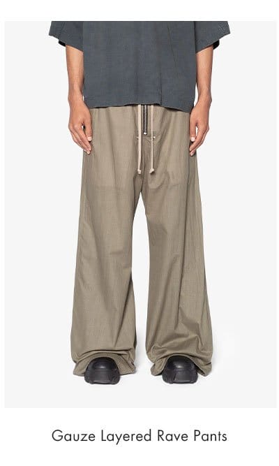 GAUZE LAYERED RAVE PANTS OLIVE