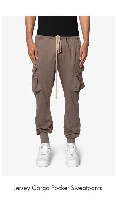 JERSEY CARGO POCKET SWEATPANTS TAN