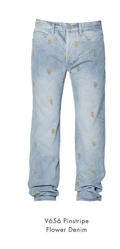 V656 PINSTRIPE FLOWER DENIM BLUE