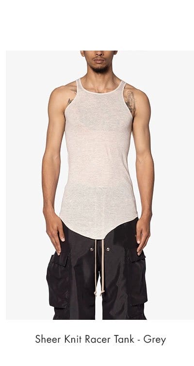 SHEER KNIT RACER TANK GREY