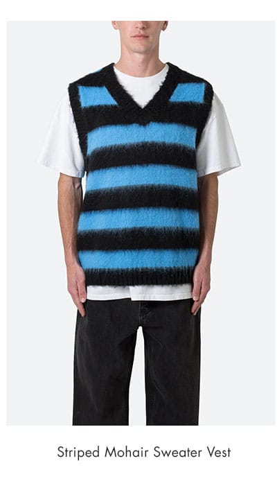 Striped Mohair Sweater Vest Black/Blue