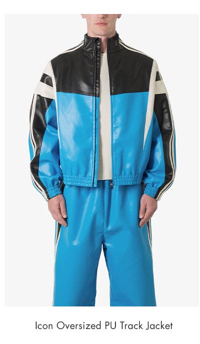 Icon Oversized PU Track Jacket Blue/Black