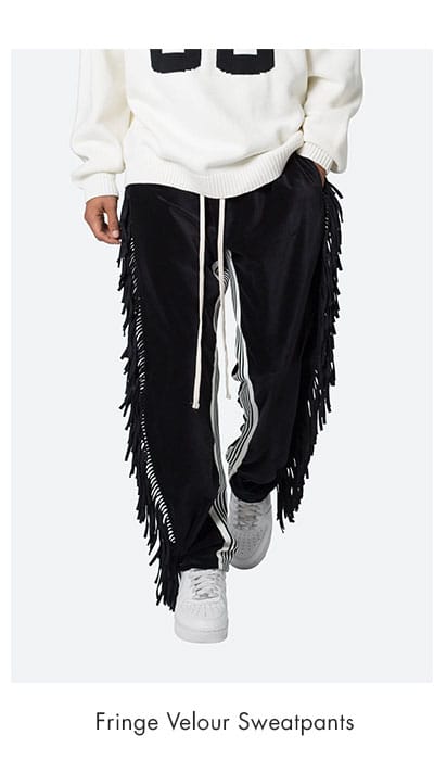 Fringe Velour Sweatpants Black