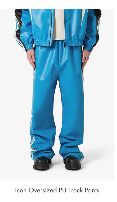 Icon Oversized PU Track Pants Blue/Black