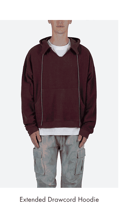 EXTENDED DRAWCORD HOODIE BURGUNDY