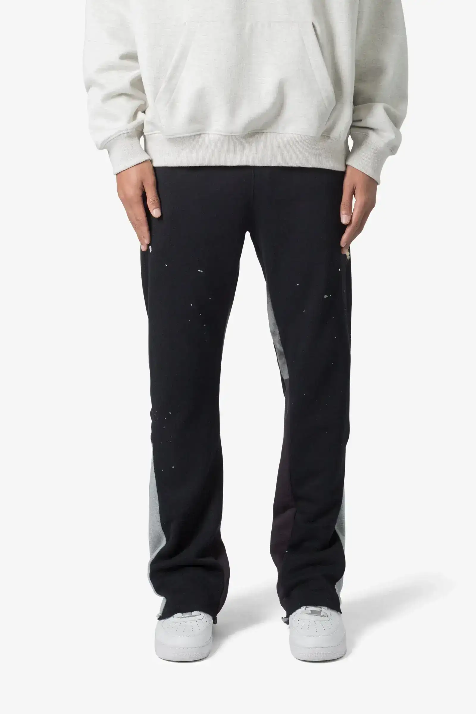 Image of Contrast Bootcut Sweatpants - Black