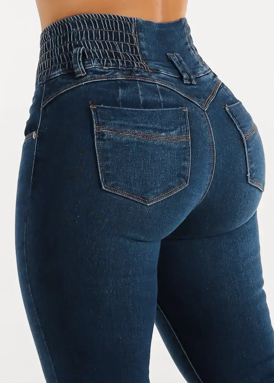 Image of MX JEANS Spandex Waist Butt Lift Dark Wash Skinny Jeans