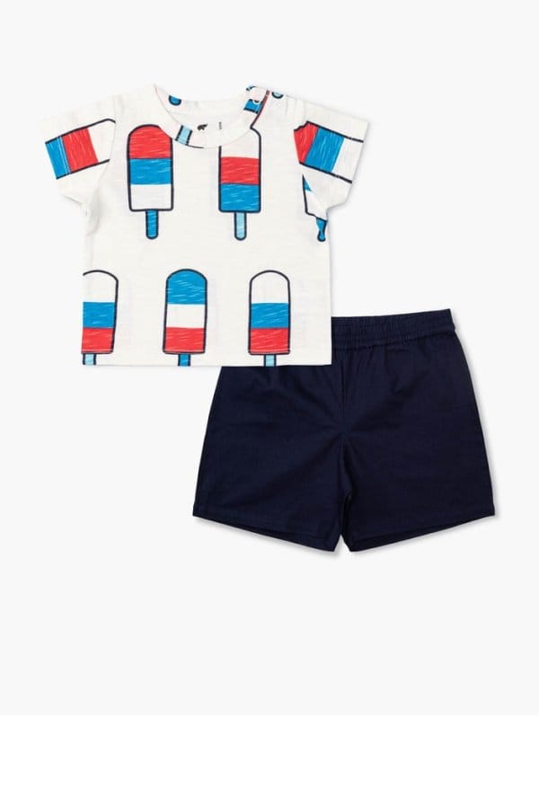 Printed Tee Twill Short Bundle