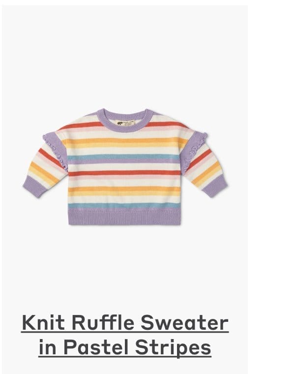 Knit Ruffle Sweater in Pastel Stripes