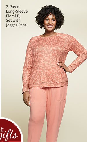 2-Piece Long-Sleeve Floral PJ Set with Jogger Pant