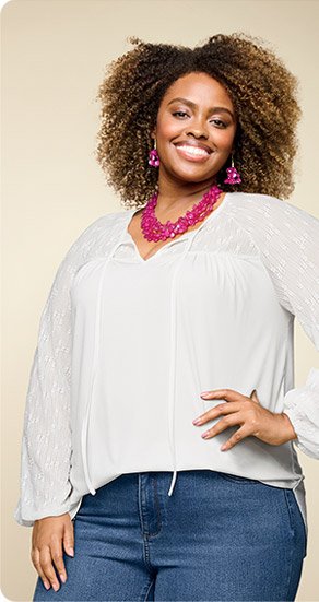 Haddassah wearing the Multi-Strand Disc Bead Necklace and Earring Set