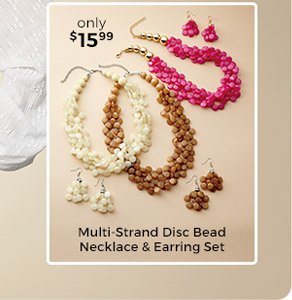 Multi-Strand Disc Bead Necklace and Earring Set