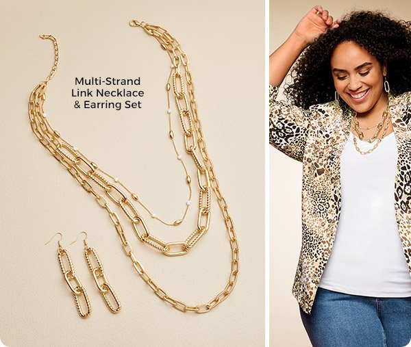 Multi-Strand Link Necklace and Earring Set