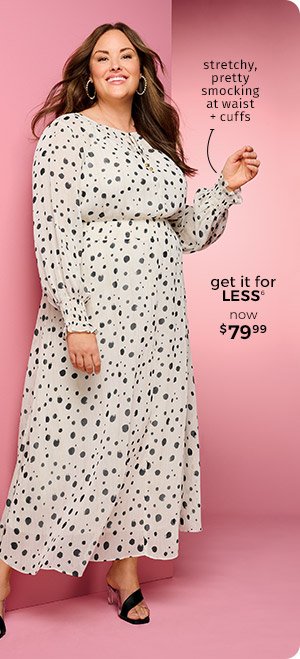 Long-Sleeve Smocked-Waist Maxi Dress