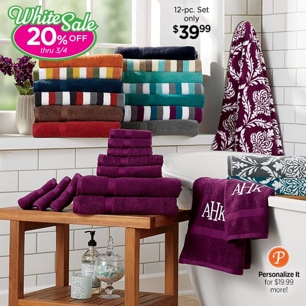 Photo of the Serene Cotton Terry Bath Towel Set, 12 Pieces - Sale! only \\$39.99