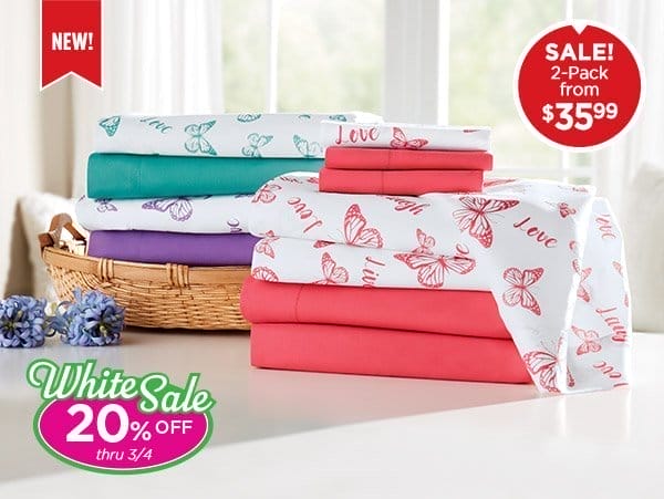 New! Butterfly Sentiments 2-Pack Microfiber Sheet Set - SALE! from \\$35.99