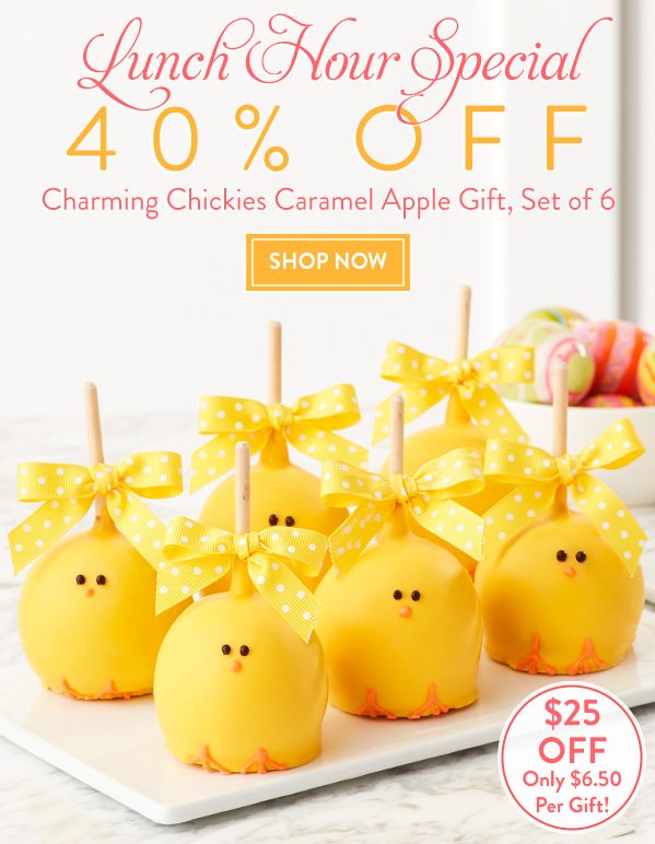 Lunch Hour Special - 40% Off Charming Chickies Caramel Apple Gift, Set of 6