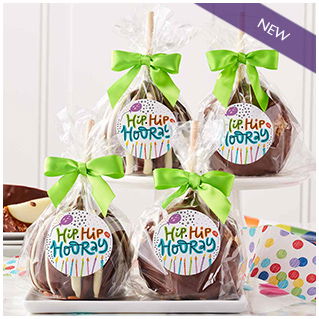 Hip Hip Hooray Birthday Caramel Apple 4-Pack