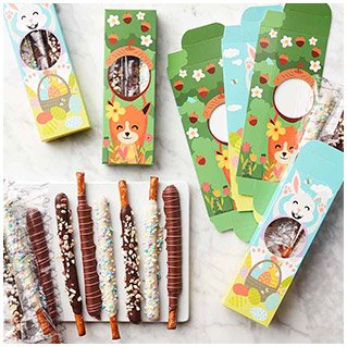 Hoppy Spring Caramel and Chocolate Dipped Pretzels Gift Set, 18-Piece