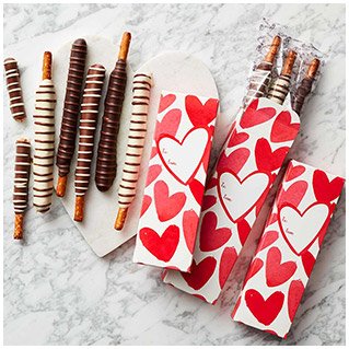 \\$5 Off! Lots of Love Caramel and Chocolate Dipped Pretzels Gift, Set of 3