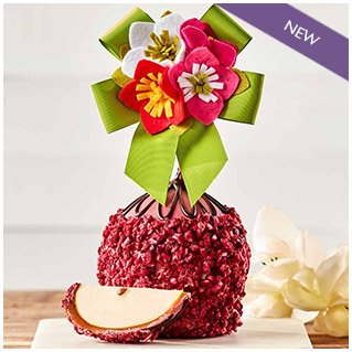 Limited Edition! Ruby Chocolate Raspberry Pomegranate Flower Pop Jumbo Caramel Apple