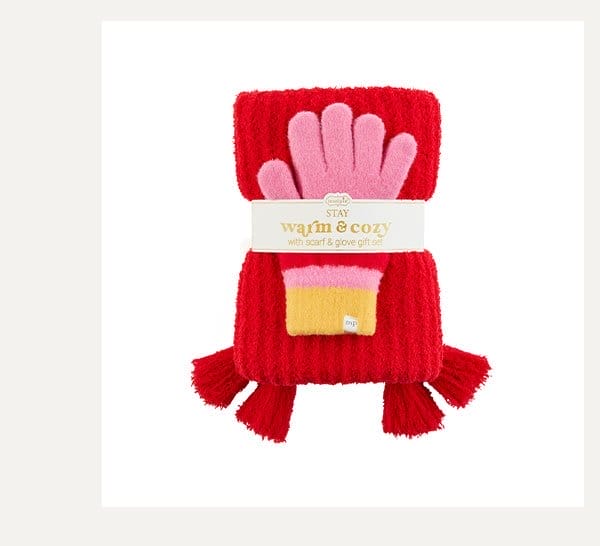 COLOR BLOCK GLOVE AND SCARF SET