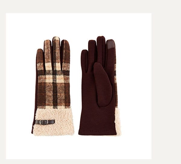 PLAID BOUCLE GLOVES