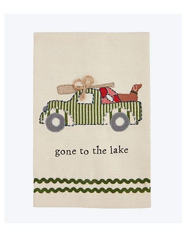 gone to lake applique towel