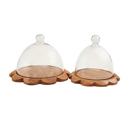 WOOD SCALLOP CLOCHE SET